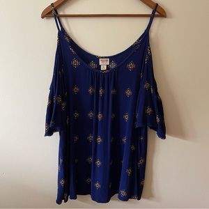 Mossimo Supply Co. Cold Shoulder Blue Blouse